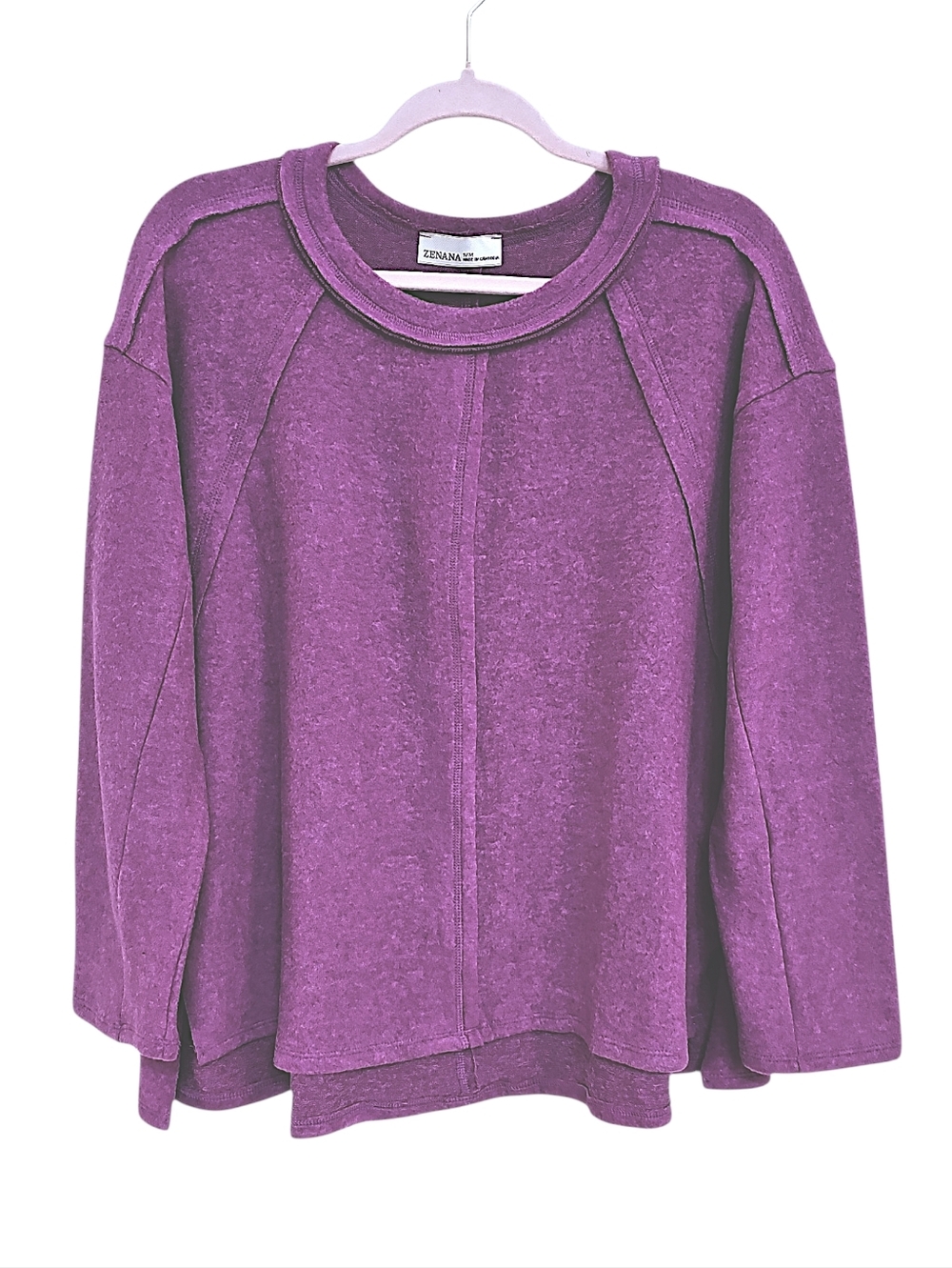 New Zenana Womens Purple Fleece Top Size S M L XL